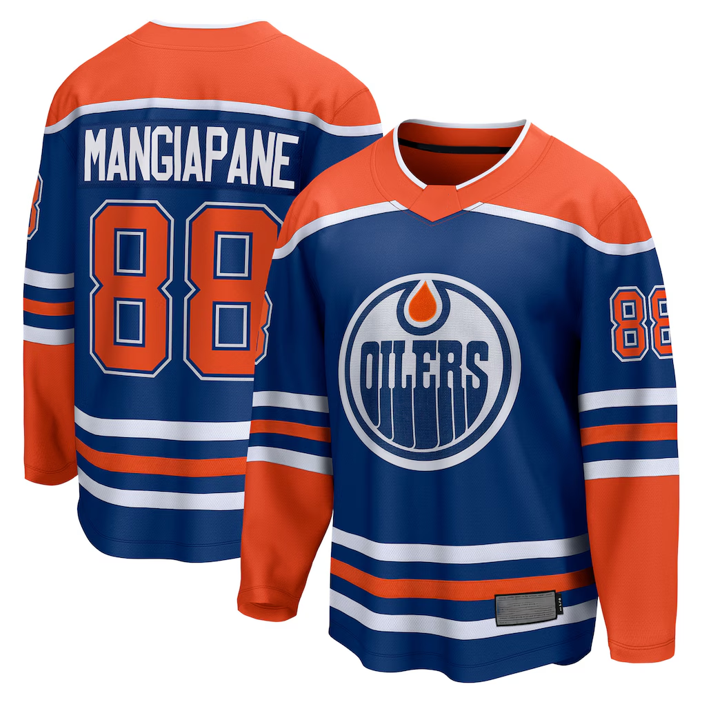 Elroe E.Oilers #88 Andrew Mangiapane Royal Home Breakaway Jerseys