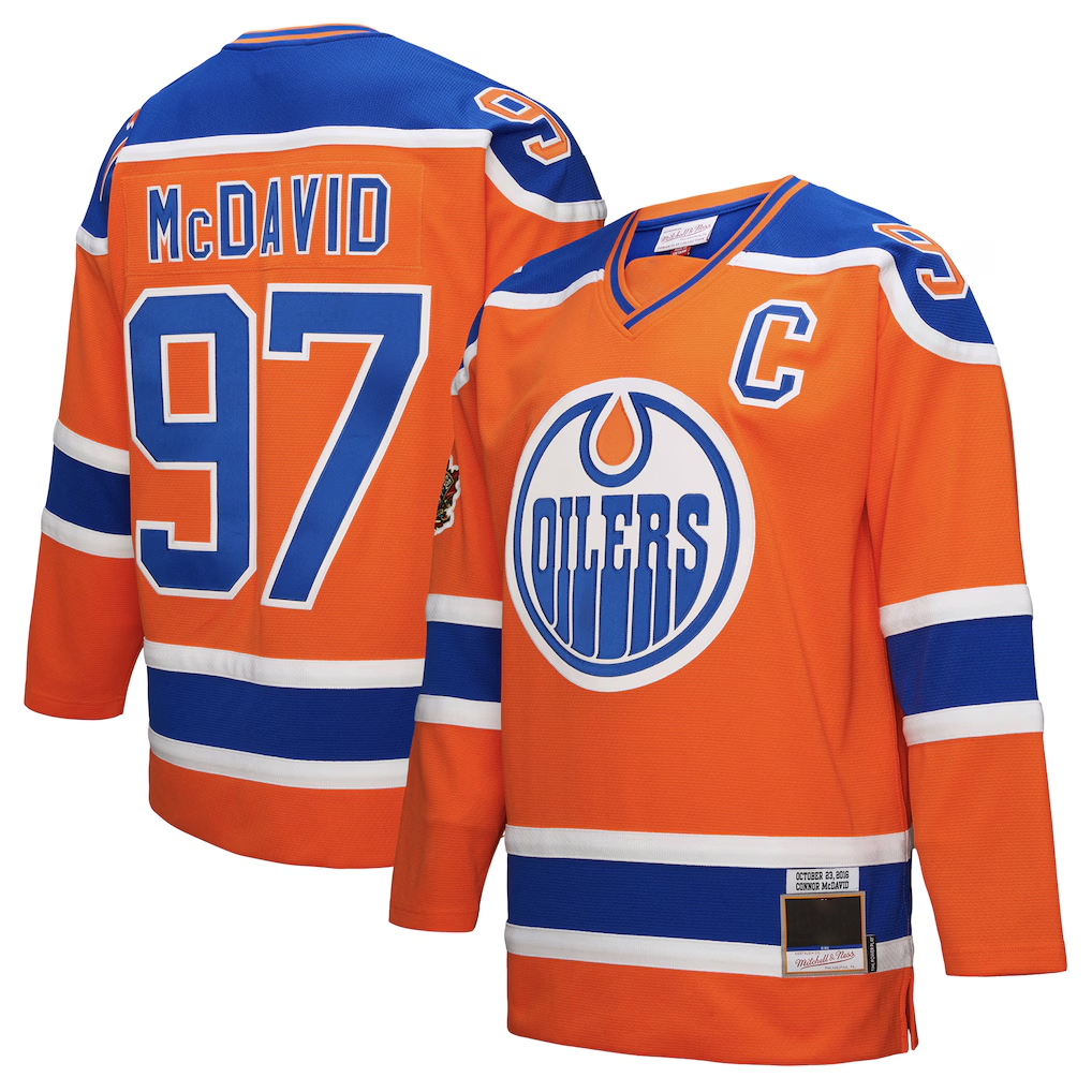 Elroe E.Oilers #97 Connor McDavid Mitchell & Ness Orange Power Play Jerseys
