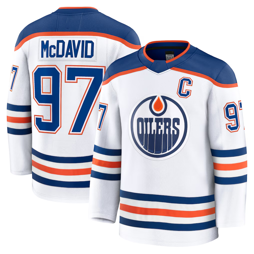 Elroe E.Oilers #97 Connor McDavid White Away Premium Jerseys