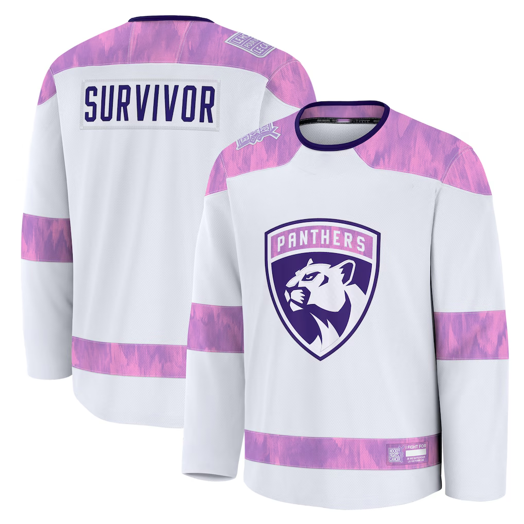 Elroe F.Panthers White Hockey Fights Cancer Survivor Practice Jerseys