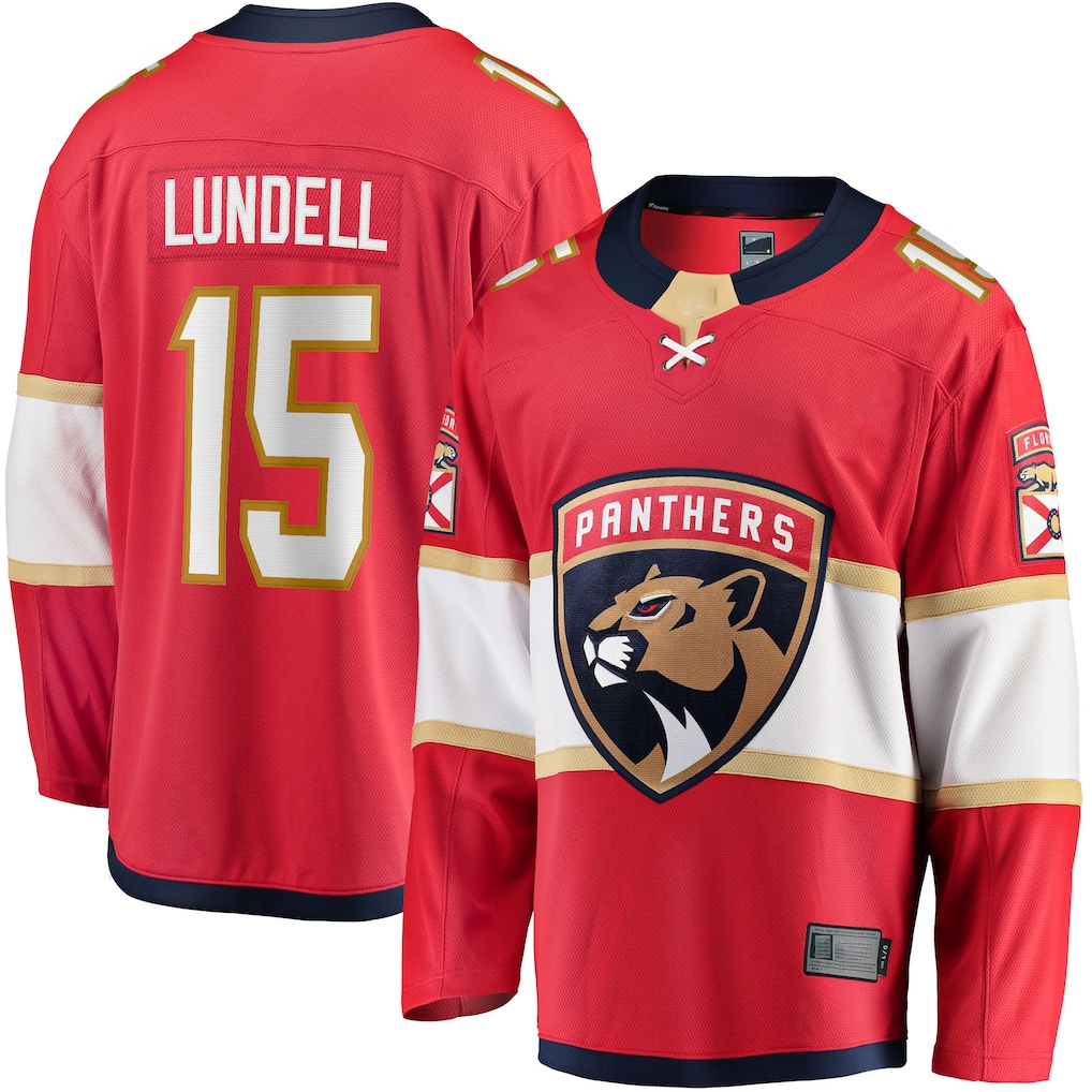 Elroe F.Panthers F.Panthers #15 Anton Lundell Red Home Breakaway Player Jerseys