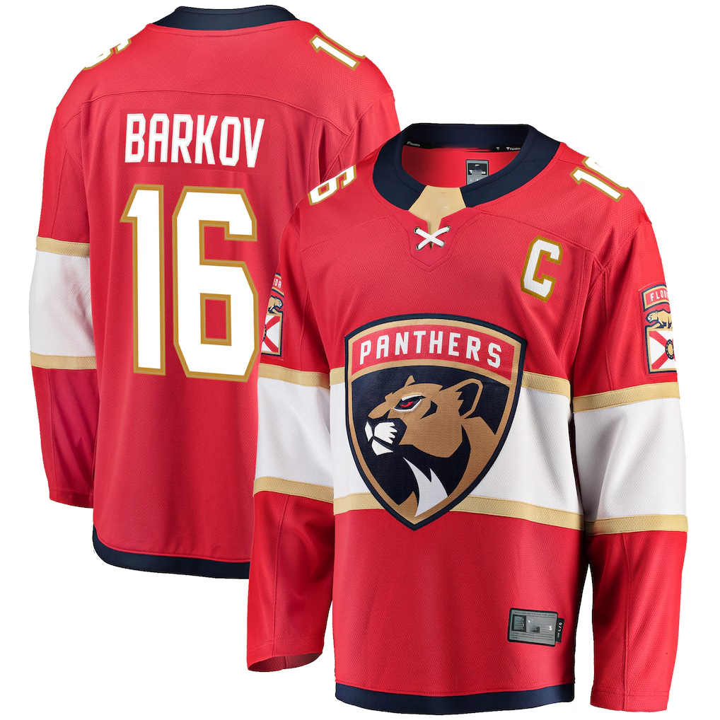 Elroe F.Panthers #16 Aleksander Barkov Red Captain Patch Home Breakaway Jerseys