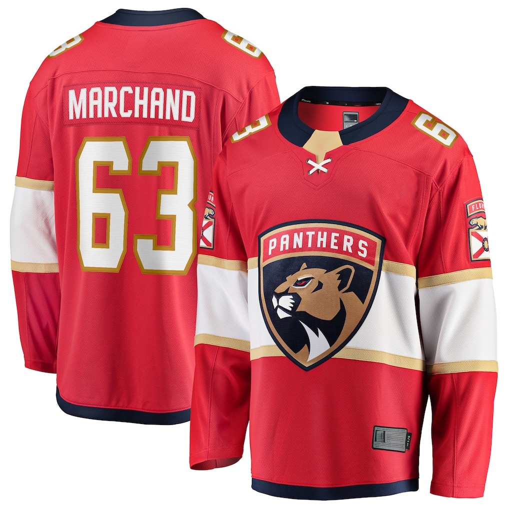 Elroe F.Panthers #63 Brad Marchand Red Home Breakaway Jerseys