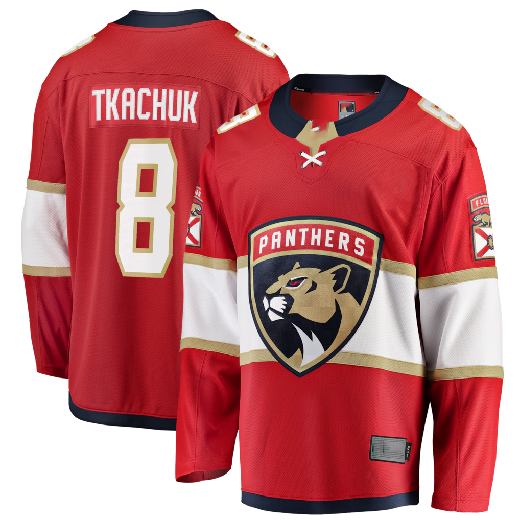 Elroe F.Panthers #8 Brady Tkachuk Red Home Breakaway Jerseys