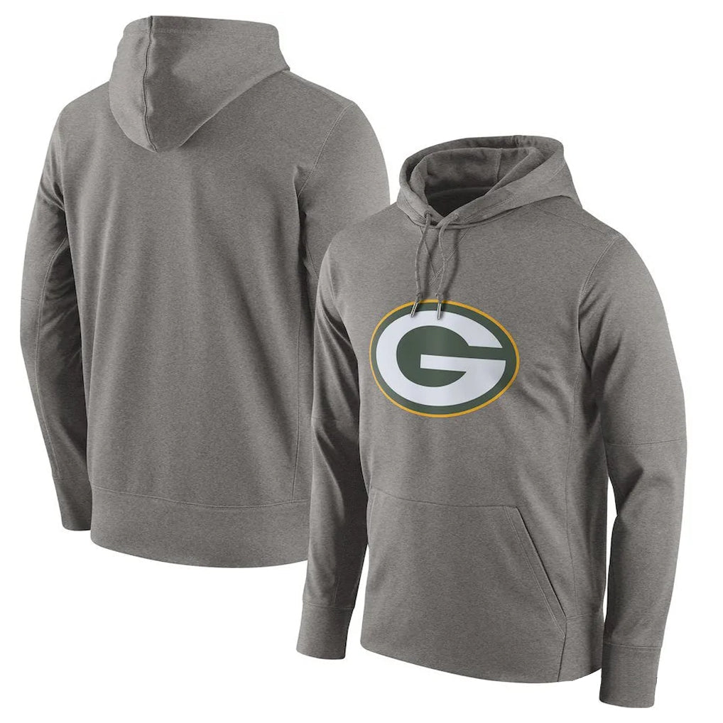 Elroe GB.Packers Gray Circuit Logo Pullover Hoodies Limited Game Blank Player Stitched Jerseys