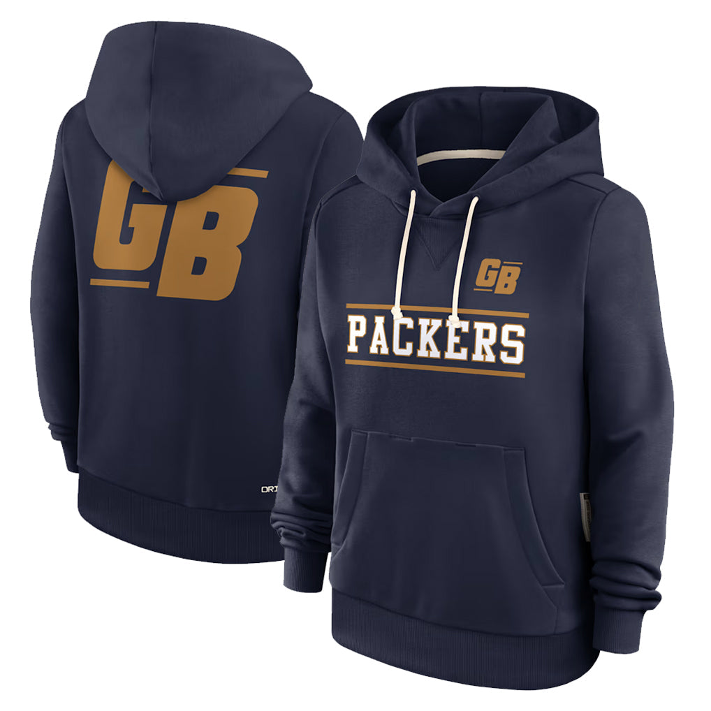 Elroe GB.Packers Navy The 1923 Classic Pullover Hoodies Limited Game Blank Player Stitched Jerseys