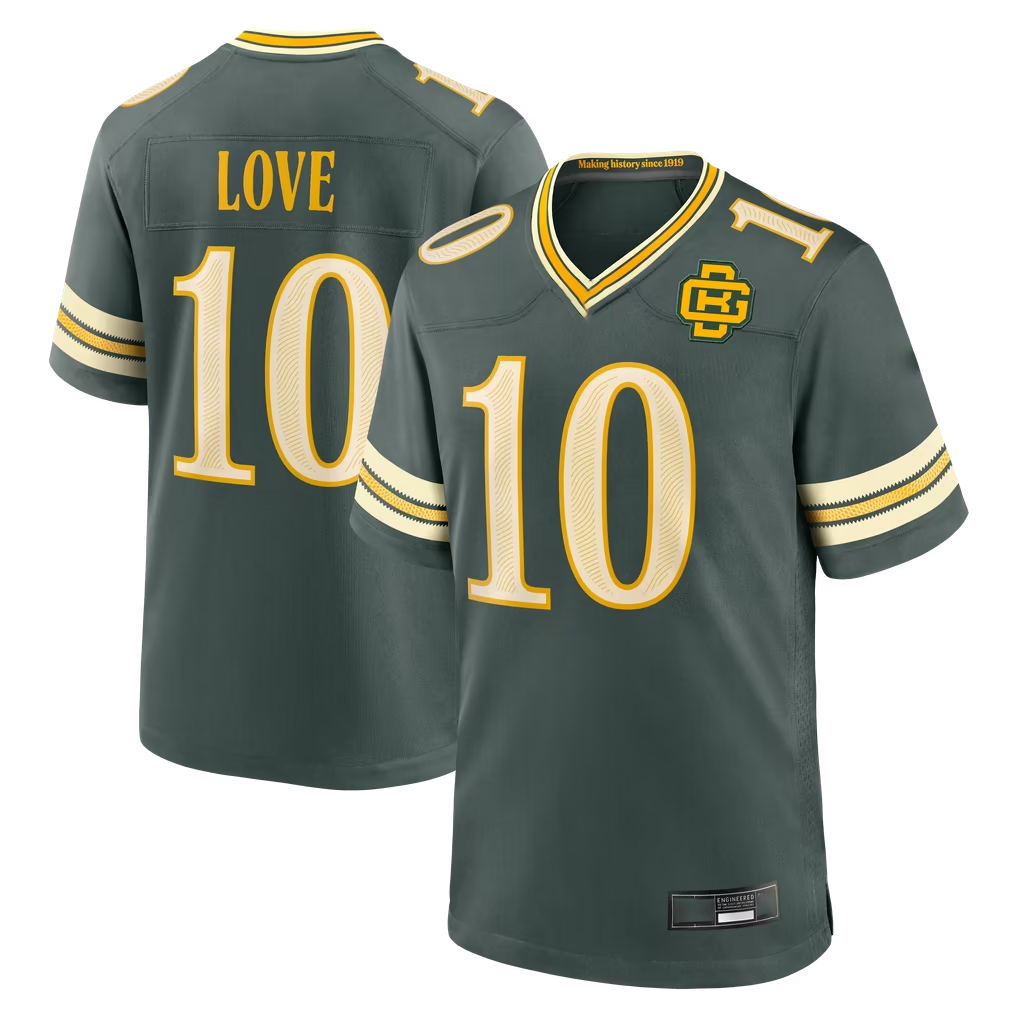 Elroe GB.Packers #10 Jordan Love Green 2026 Rivalries Collection Game Stitched Jerseys