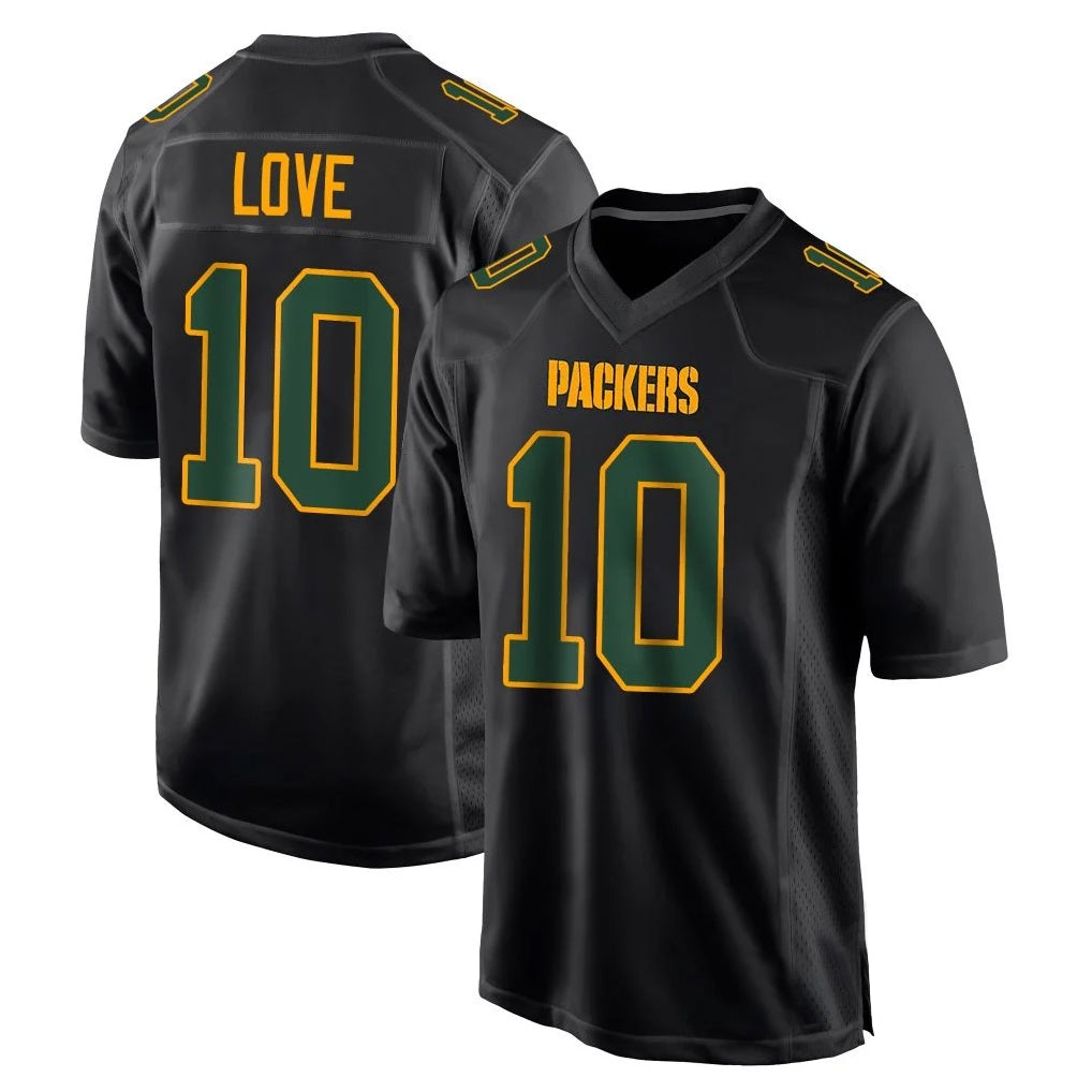 Elroe GB.Packers #10 Jordan Love Player Black Fashion Home Game Stitched Jerseys