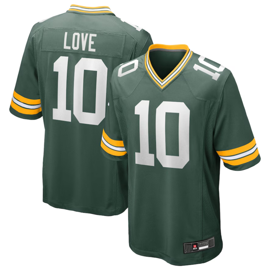 Elroe GB.Packers #10 Jordan Love Player Green Game Stitched Jerseys