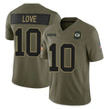 Elroe GB.Packers #10 Jordan Love Player Olive 2025 Salute To Service Limited Home Game Stitched Jerseys