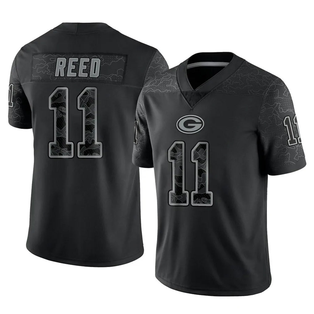 Elroe GB.Packers #11 Jayden Reed Player Black Reflective Limited Home Game Stitched Jerseys
