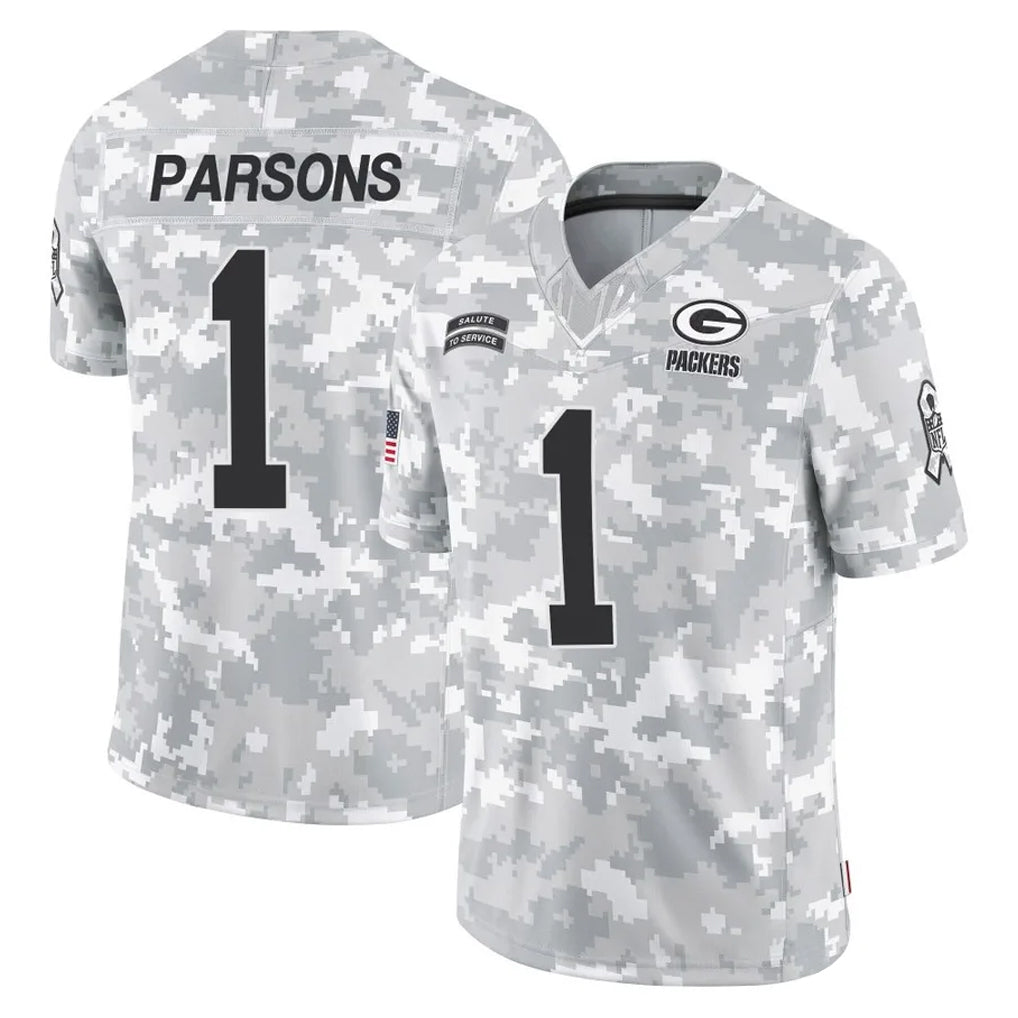 Elroe GB.Packers #1 Micah Parsons Player Arctic Camo Salute To Service Limited Stitched Jerseys