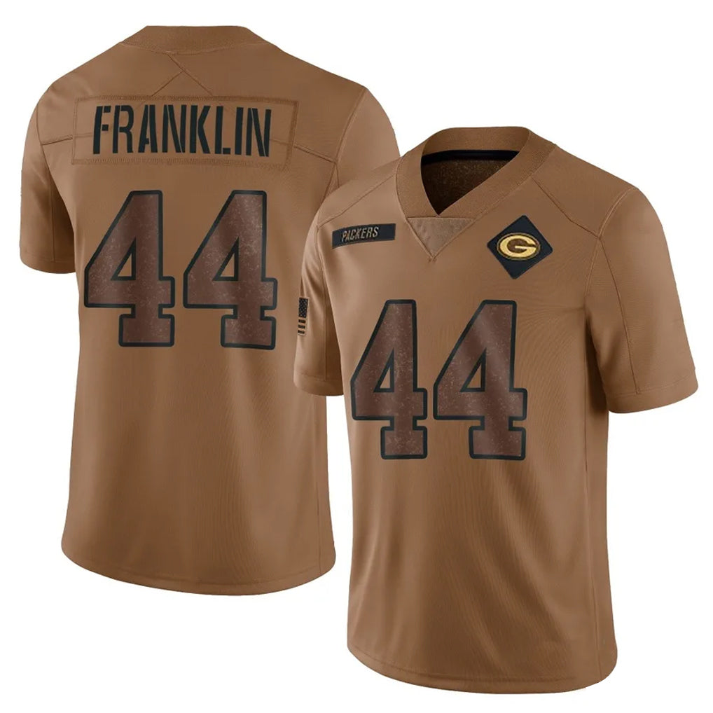 Elroe GB.Packers #44 Zaire Franklin Player Brown Salute To Service Limited Stitched Jerseys