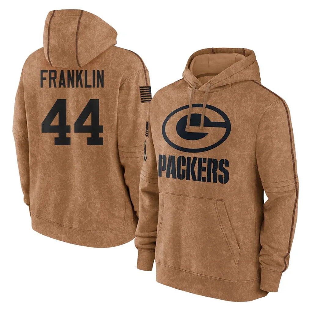 Elroe GB.Packers #44 Zaire Franklin Player Brown Salute to Service Hoodies Limited Game Stitched Jerseys