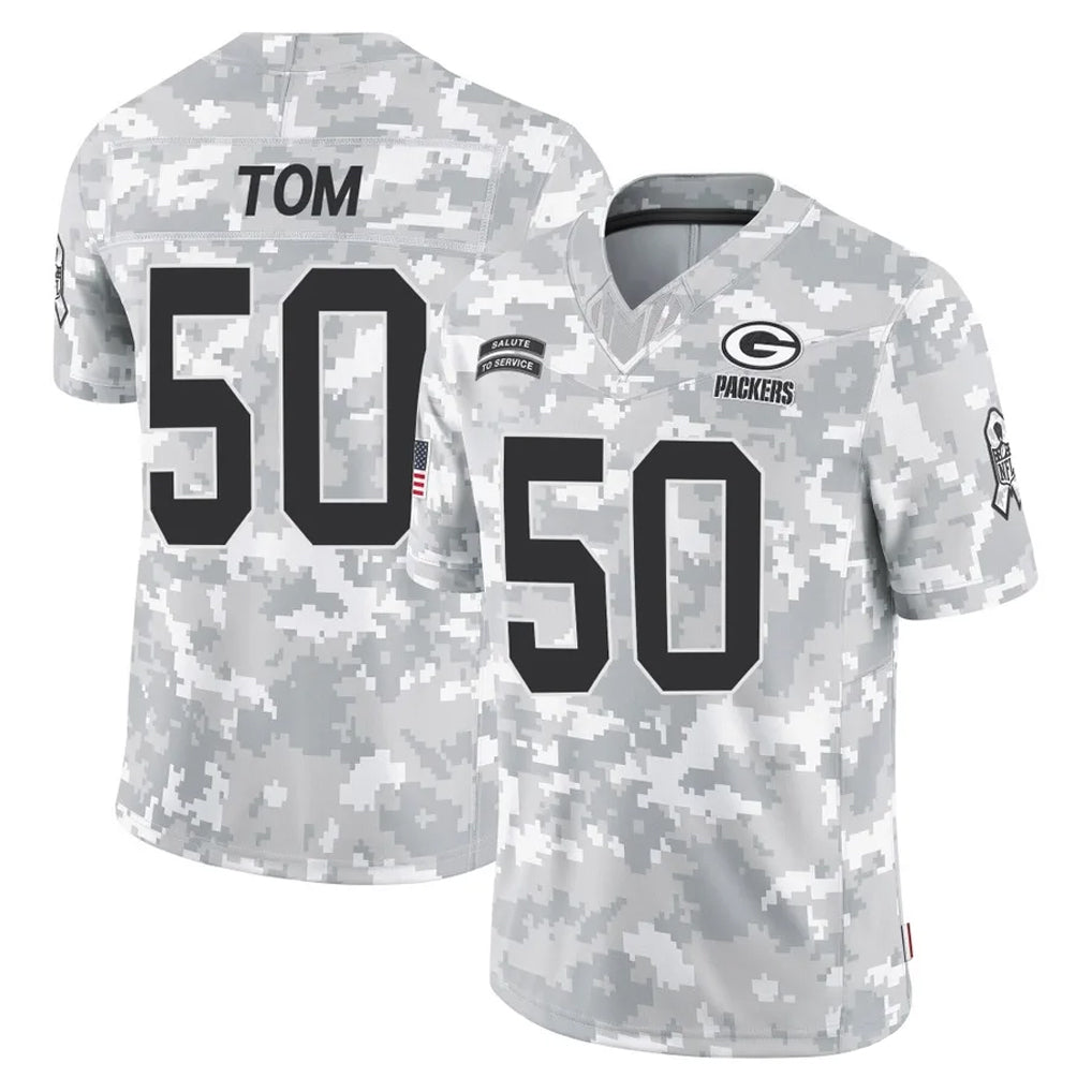 Elroe GB.Packers #50 Zach Tom Player Arctic Camo Salute To Service Limited Stitched Jerseys