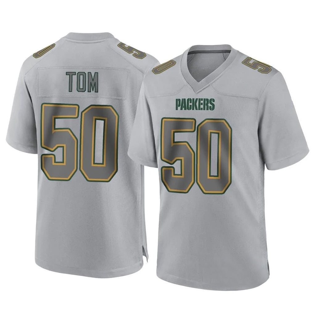 Elroe GB.Packers #50 Zach Tom Player Gray Atmosphere Fashion Home Game Stitched Jerseys