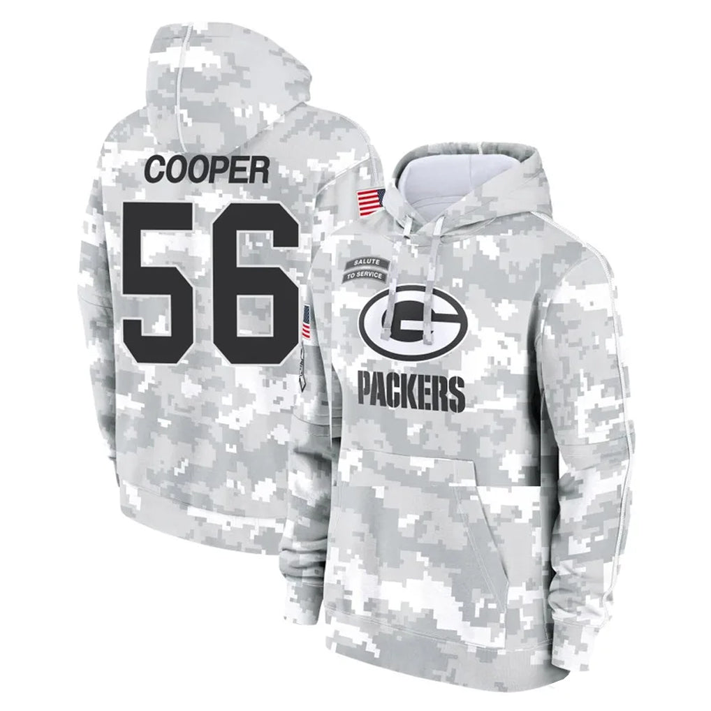 Elroe GB.Packers #56 Edgerrin Cooper Player Arctic Camo Salute to Service Hoodies Limited Game Stitched Jerseys