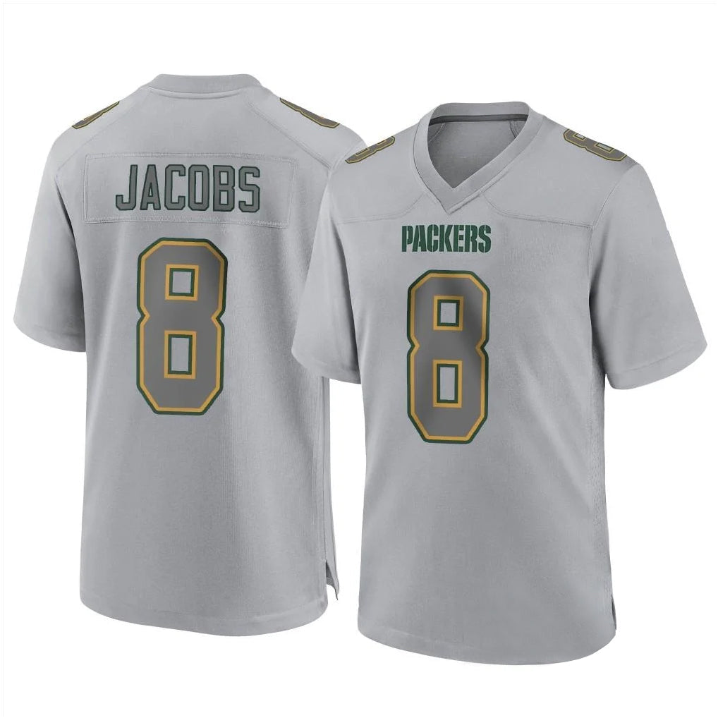 Elroe GB.Packers #8 Josh Jacobs Player Gray Atmosphere Fashion Home Game Stitched Jerseys