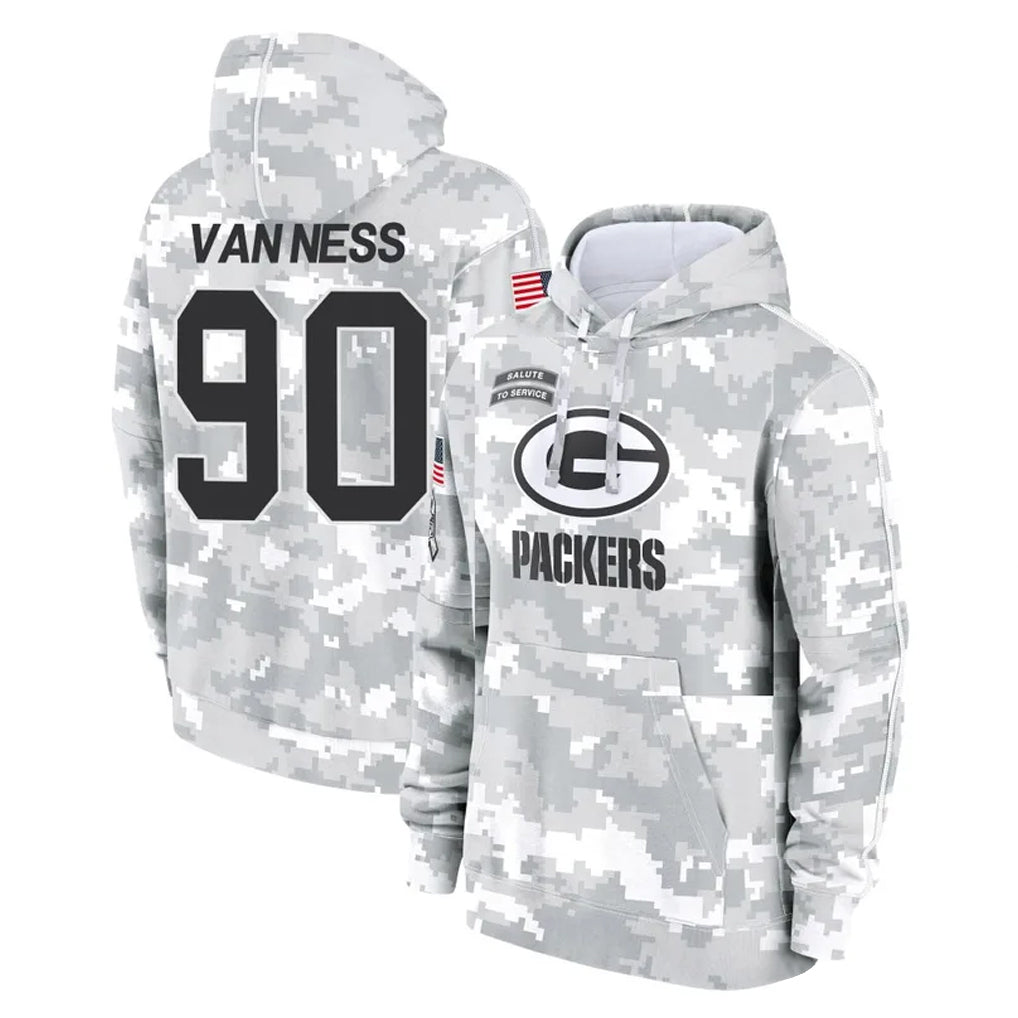 Elroe GB.Packers #90 Lukas Van Ness Player Arctic Camo Salute to Service Hoodies Limited Game Stitched Jerseys