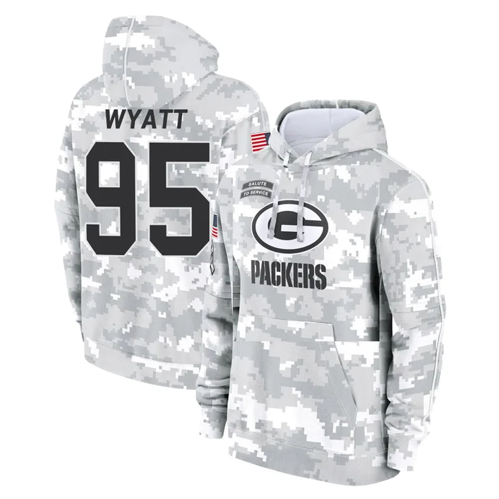 Elroe GB.Packers #95 Devonte Wyatt Player Arctic Camo Salute to Service Hoodies Limited Game Stitched Jerseys