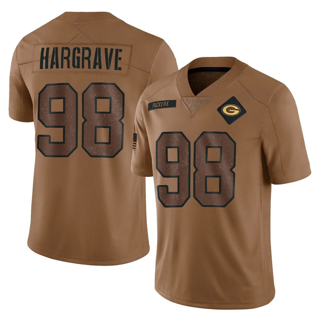 Elroe GB.Packers #98 Javon Hargrave Player Brown Salute To Service Limited Stitched Jerseys