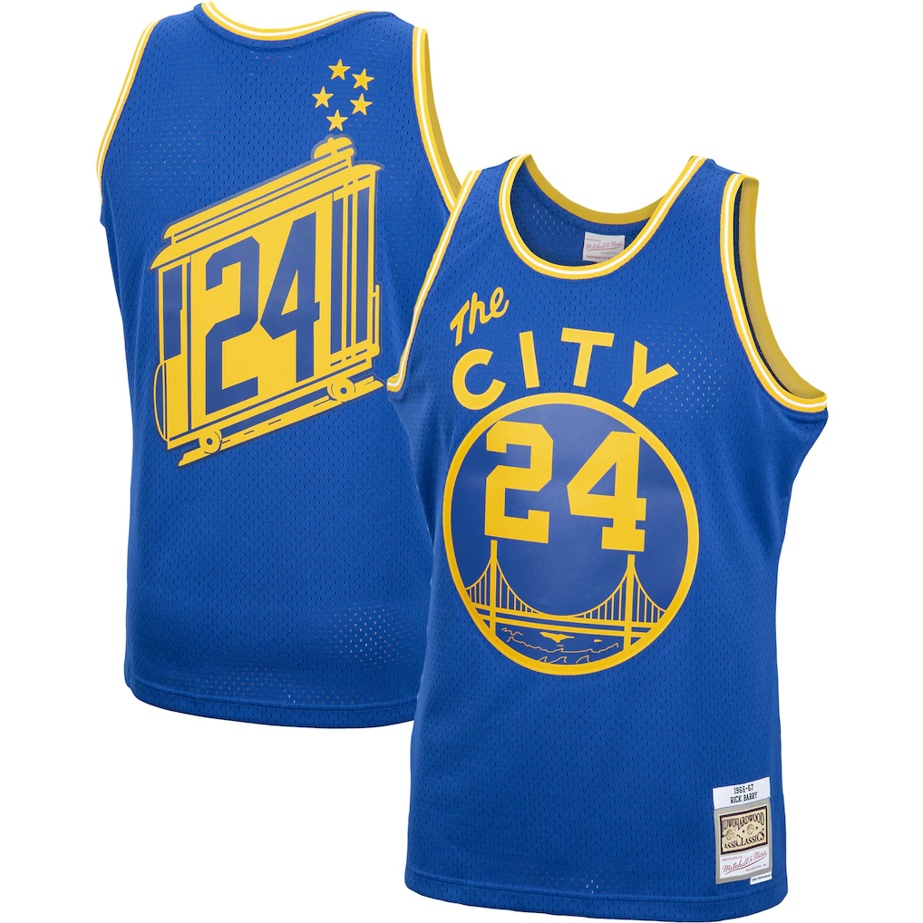 Elroe G.State Warriors #24 Rick Barry Mitchell & Ness Royal 1966-67 Hardwood Classics Swingman Jerseys
