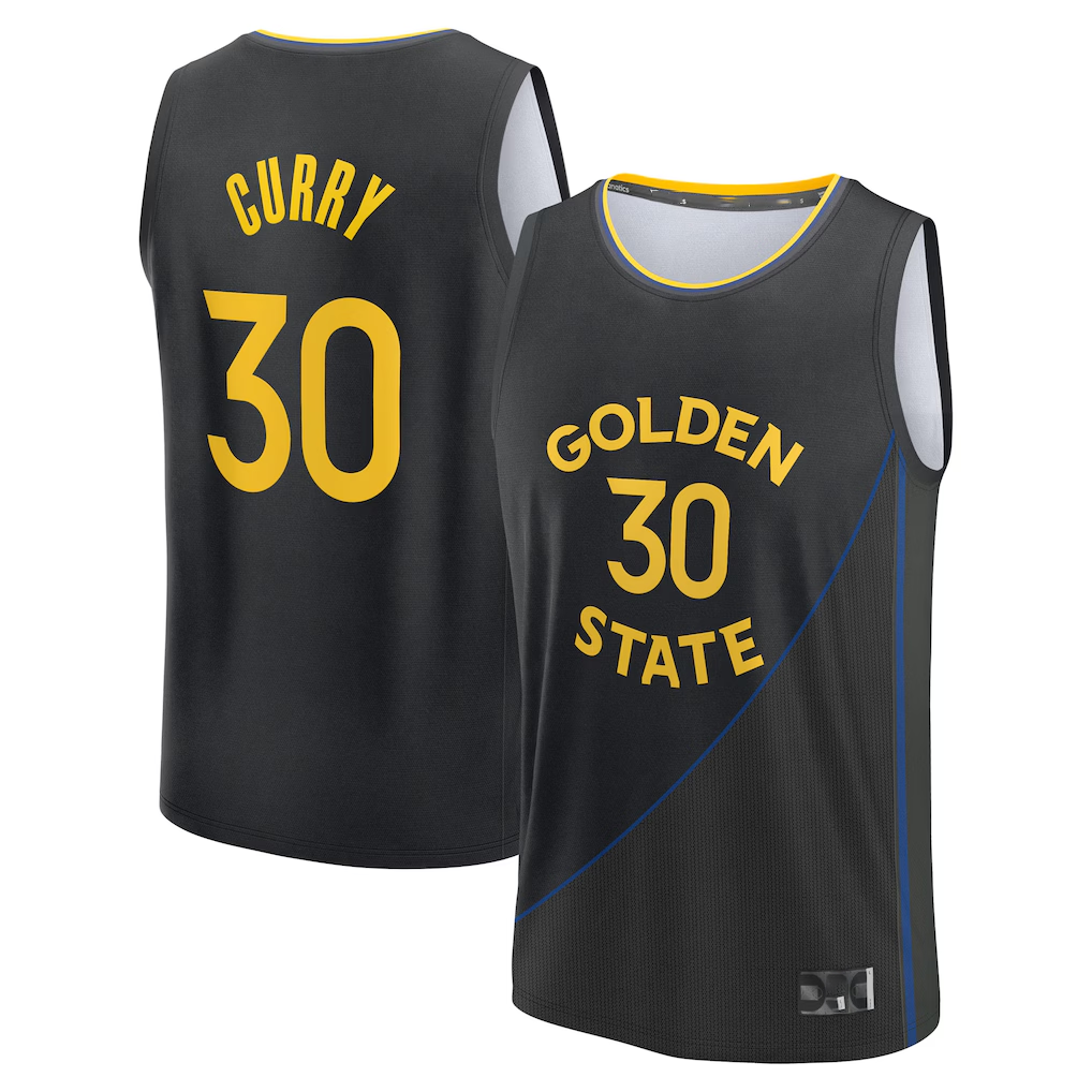 Elroe G.State Warriors #30 Stephen Curry Black Fast Break Replica Player Jerseys - Statement Edition