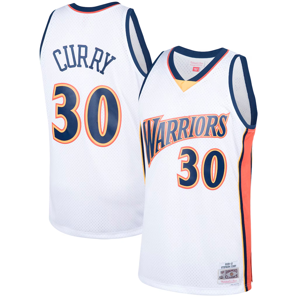Elroe G.State Warriors #30 Stephen Curry Mitchell & Ness White Hardwood Classics Swingman Jerseys
