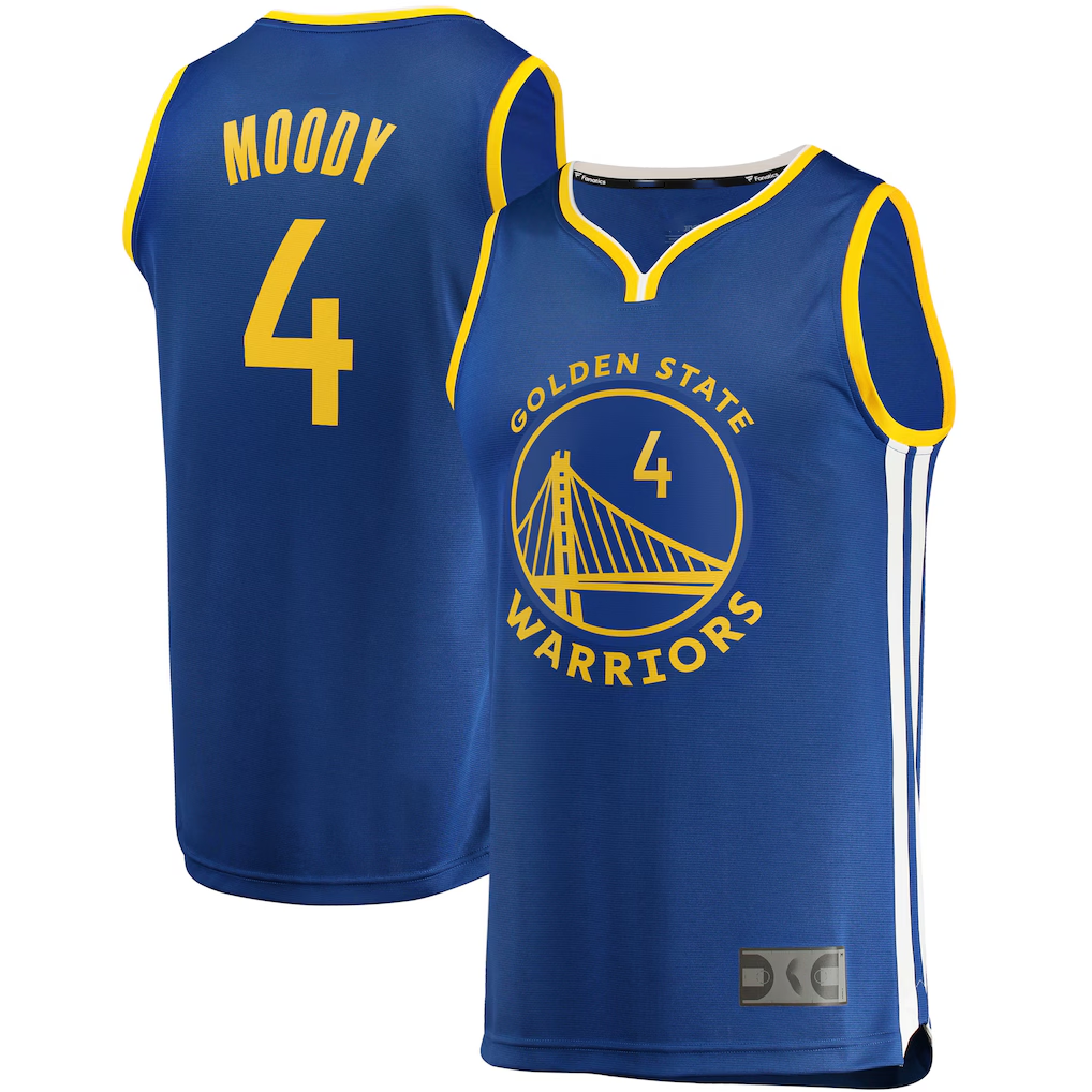 Elroe G.State Warriors #4 Moses Moody Royal Fast Break Replica Jerseys - Icon Edition