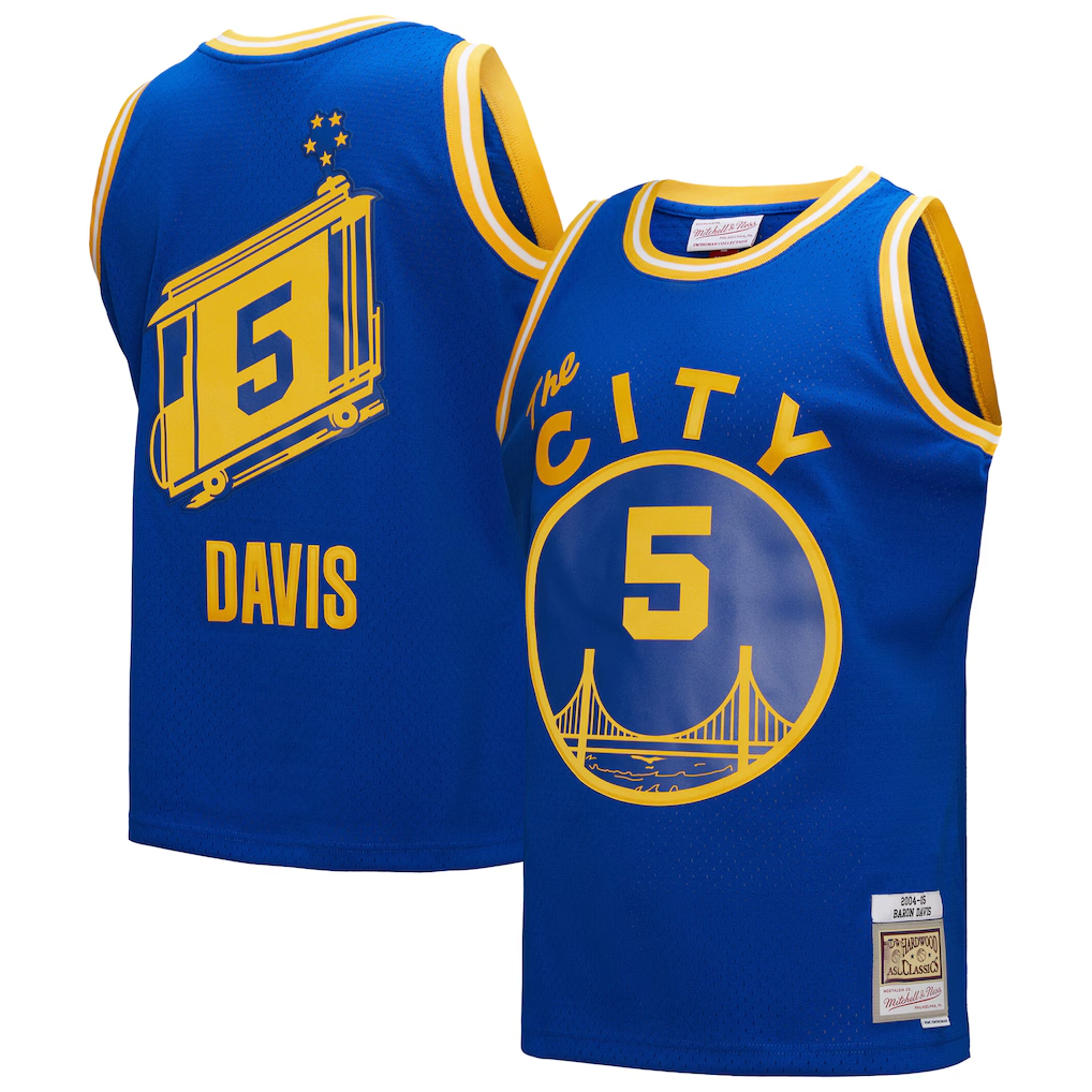 Elroe G.State Warriors #5 Baron Davis Mitchell & Ness Royal Hardwood Classics 200405 Swingman Jerseys