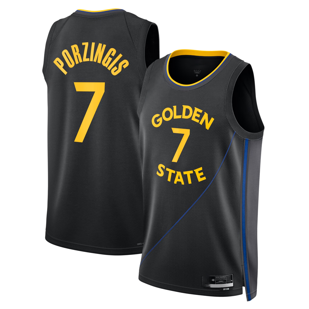Elroe G.State Warriors #7 Kristaps Porzi??is Black Swingman Jerseys - Statement Edition