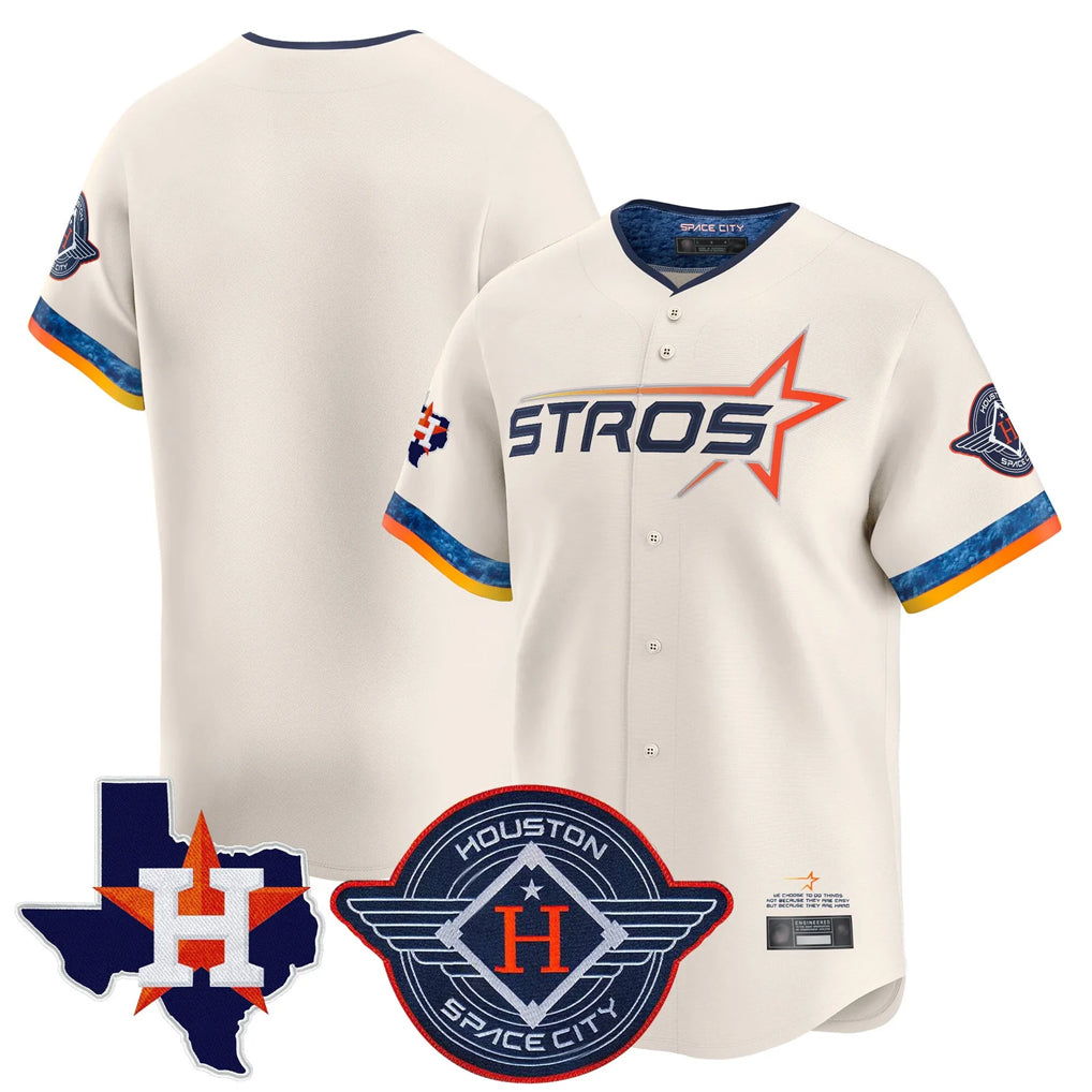 Elroe H.Astros Cream City Connect Texas Patch Vapor Premier Blank Player Limited Home Stitched Jerseys