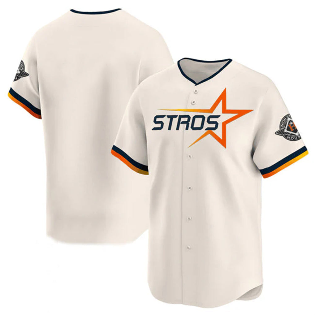 Elroe H.Astros Cream Limited Home Blank Player Stitched Jerseys
