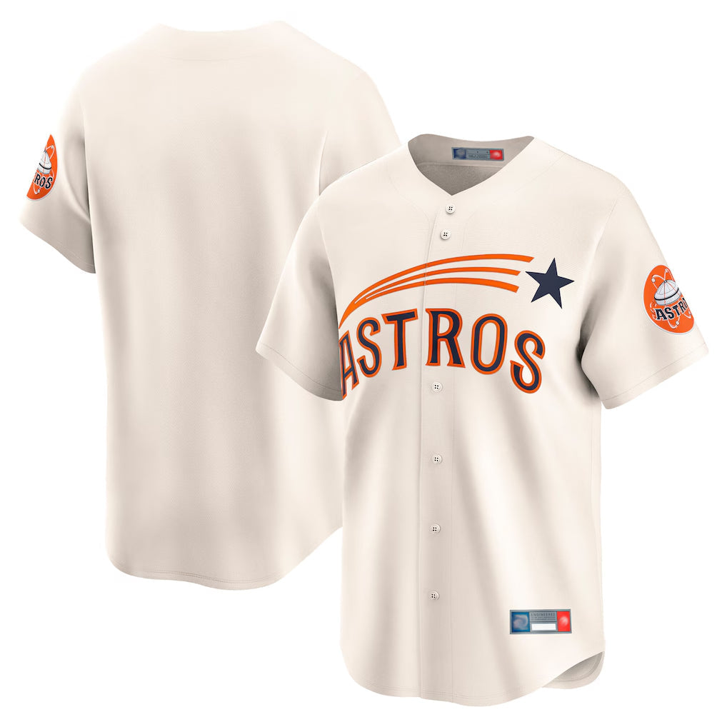 Elroe H.Astros Cream Throwback Cooperstown Collection Limited Blank Player Stitched Jerseys