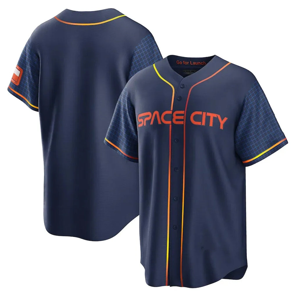 Elroe H.Astros Navy City Connect Home Game Blank Player Stitched Jerseys