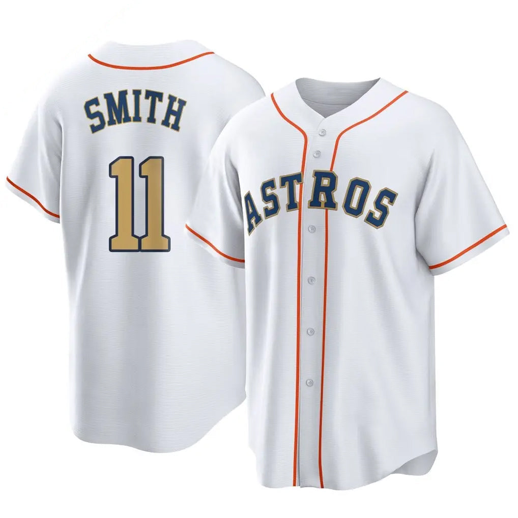 Elroe H.Astros #11 Cam Smith Player Gold Collection Game Home Stitched Jerseys