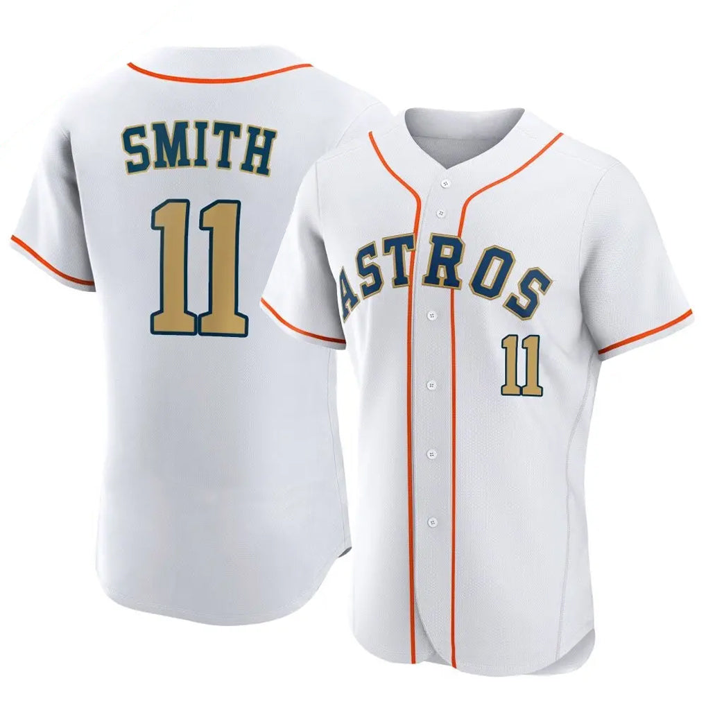 Elroe H.Astros #11 Cam Smith Player Gold Collection Limited Elite Home Stitched Jerseys
