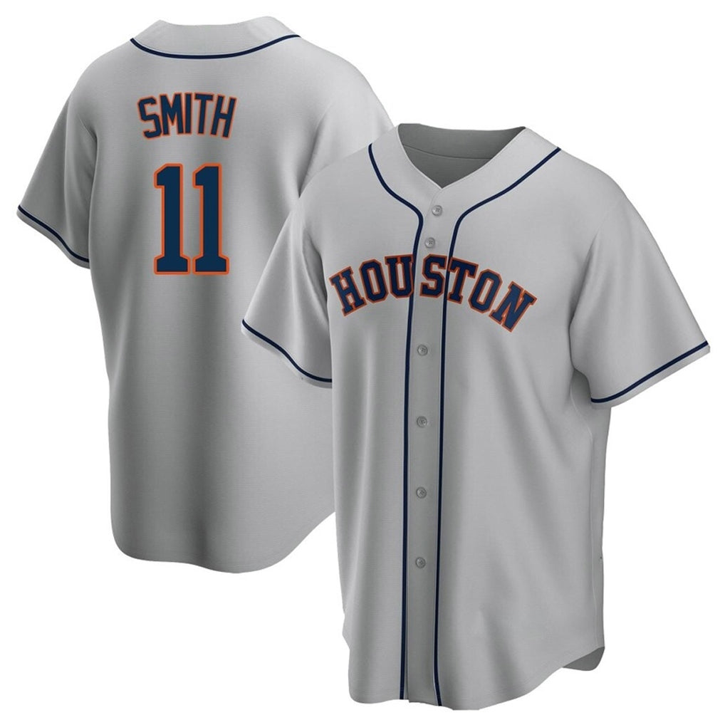 Elroe H.Astros #11 Cam Smith Player Gray Home Game Stitched Jerseys
