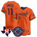 Elroe H.Astros #11 Cam Smith Player Orange City Connect Texas Patch Vapor Premier Limited Home Stitched Jerseys