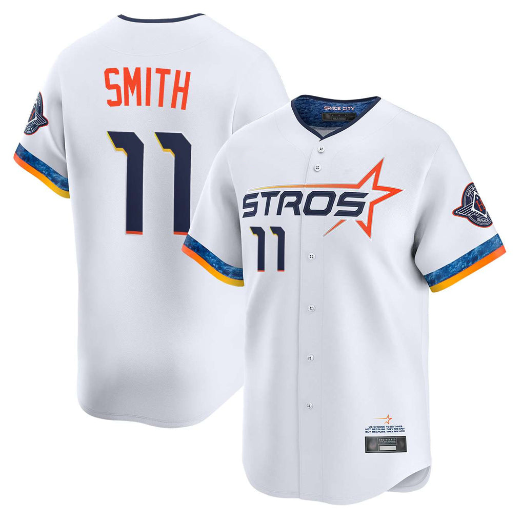 Elroe H.Astros #11 Cam Smith Player White City Connect Limited Home Stitched Jerseys