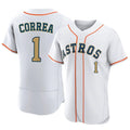 Elroe H.Astros #1 Carlos Correa Player Gold Collection Limited Elite Home Stitched Jerseys