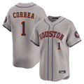 Elroe H.Astros #1 Carlos Correa Player Gray Home Limited Stitched Jerseys