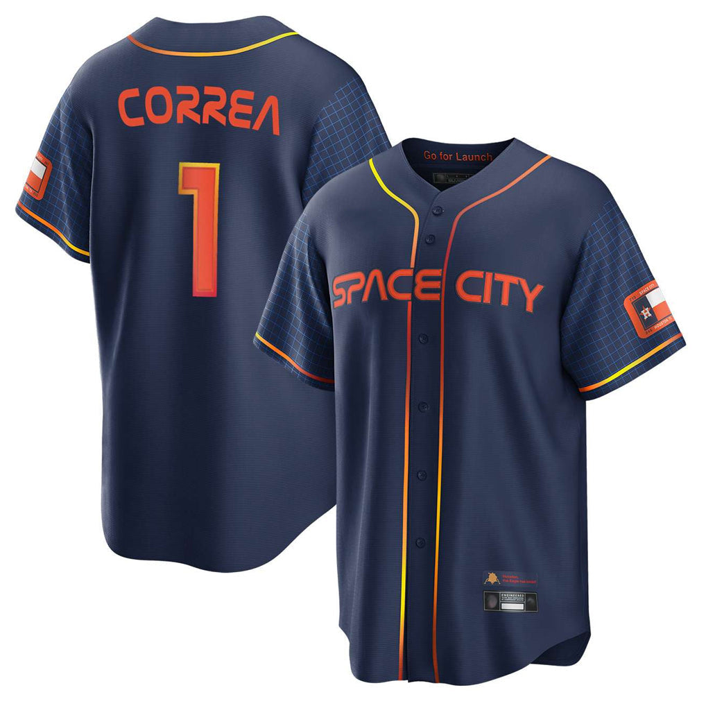 Elroe H.Astros #1 Carlos Correa Player Navy City Connect Home Game Stitched Jerseys