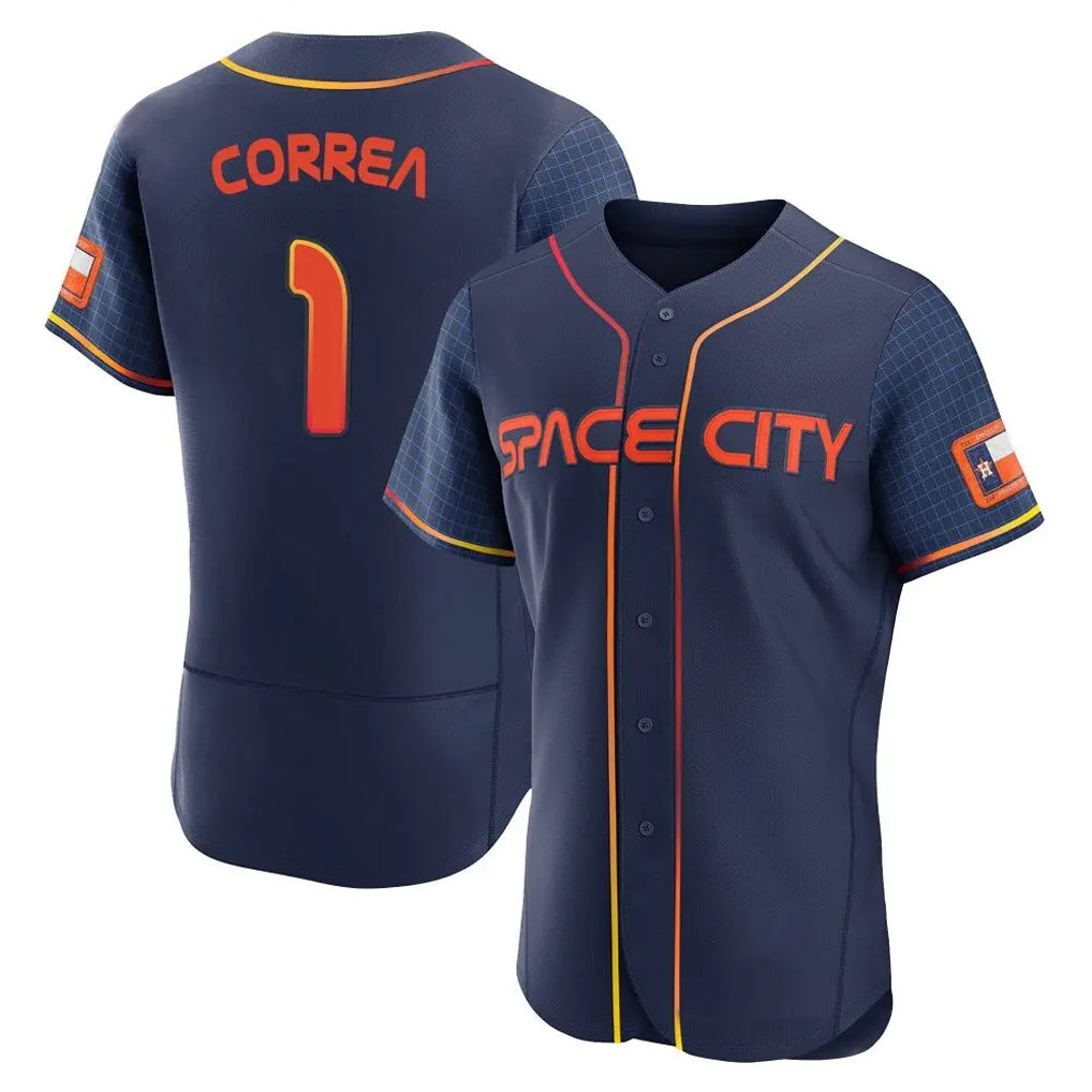 Elroe H.Astros #1 Carlos Correa Player Navy City Connect Limited Elite Home Stitched Jerseys