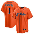 Elroe H.Astros #1 Carlos Correa Player Orange Home Game Stitched Jerseys