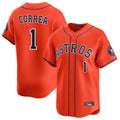 Elroe H.Astros #1 Carlos Correa Player Orange Home Limited Stitched Jerseys