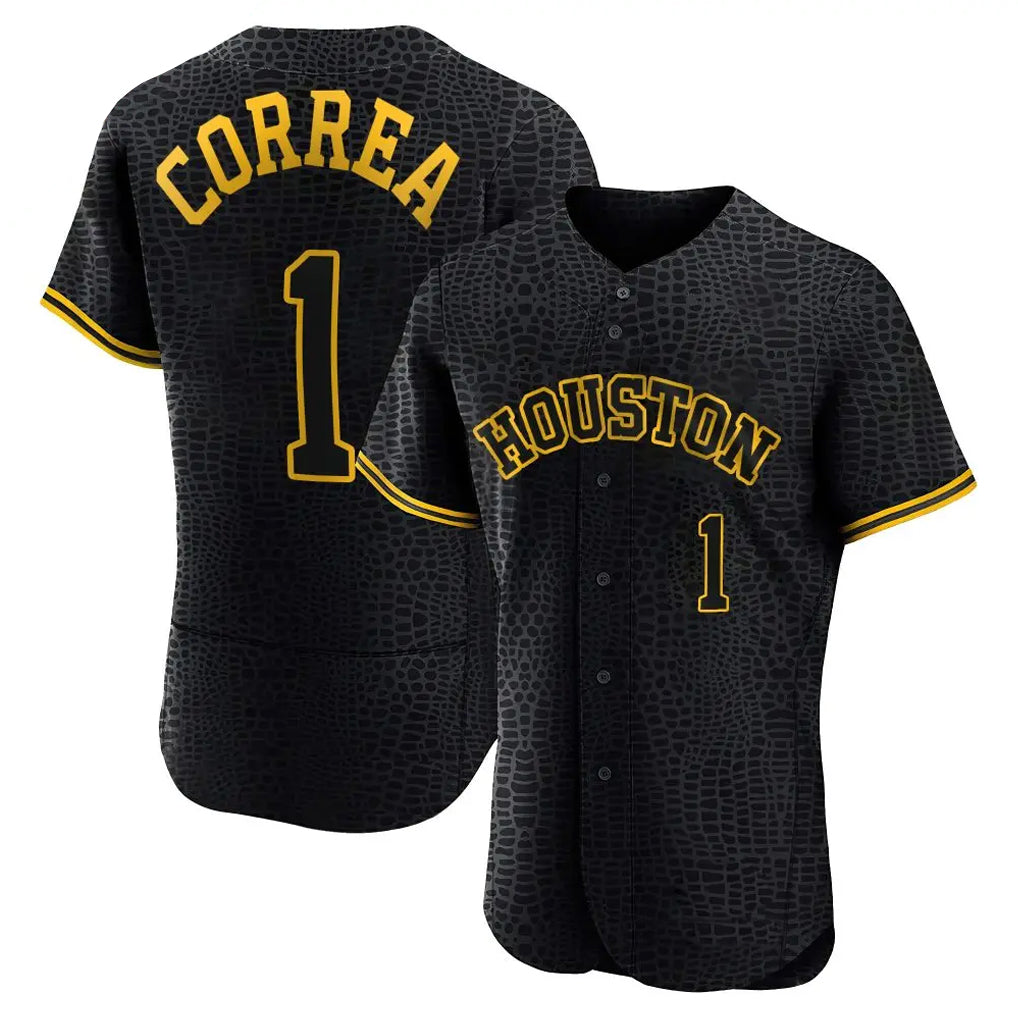 Elroe H.Astros #1 Carlos Correa Player Snake Skin City Limited Elite Home Stitched Jerseys