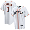 Elroe H.Astros #1 Carlos Correa Player White Home Game Stitched Jerseys