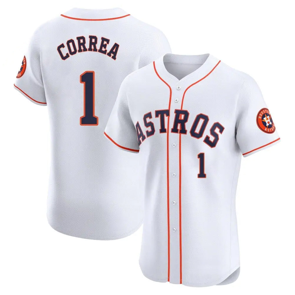 Elroe H.Astros #1 Carlos Correa Player White Limited Elite Home Stitched Jerseys