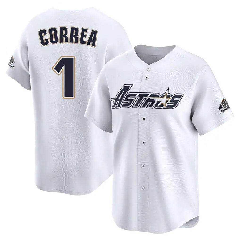Elroe H.Astros #1 Carlos Correa Player White Throwback Cooperstown Collection Limited Stitched Jerseys